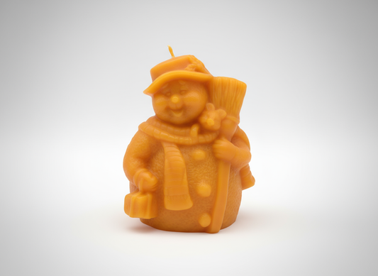 Großer dicker Schneemann (Kerze aus 100% Bienenwachs)